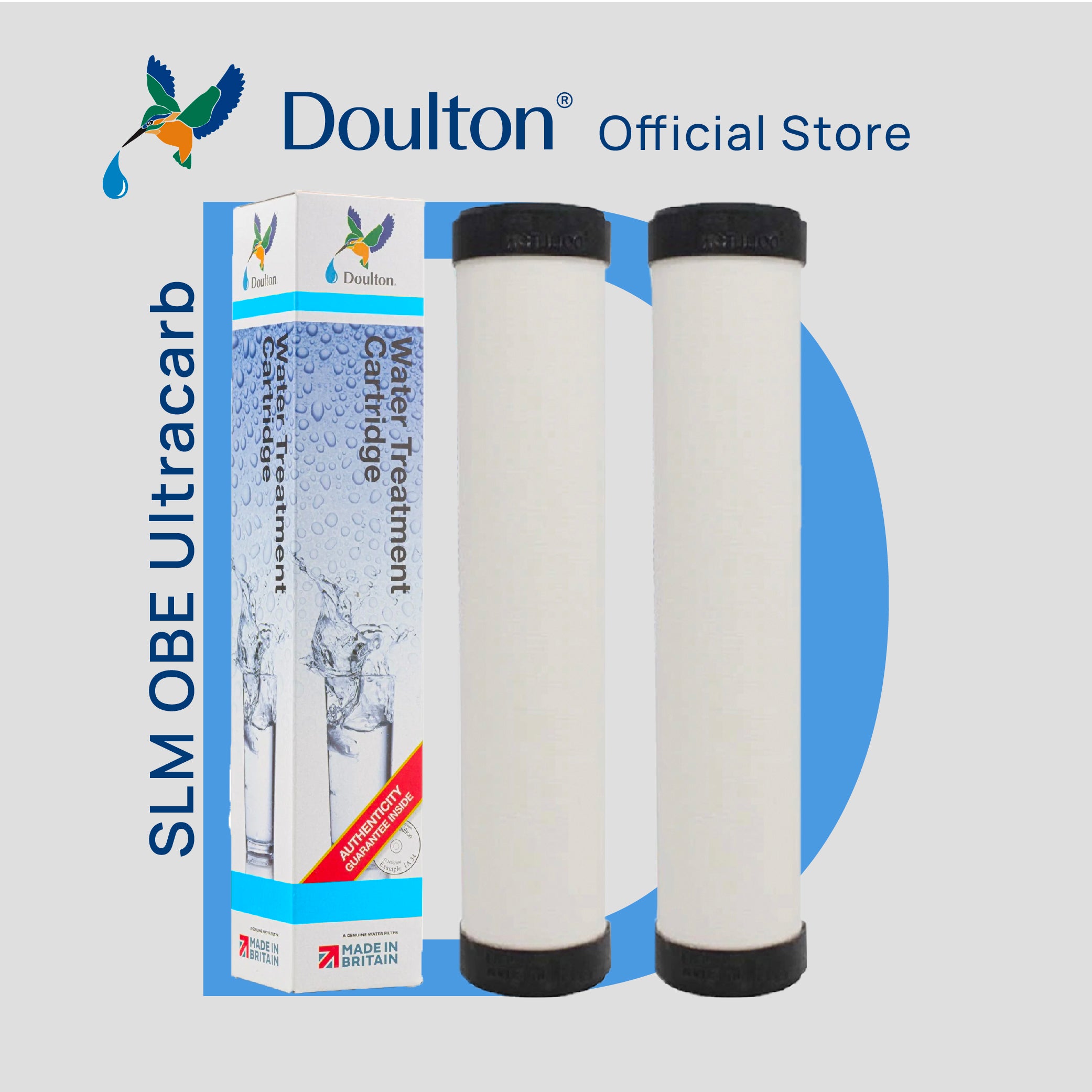 (2PC) Doulton® OBE Slimline Ultracarb Drinking Water Filter Cartridge - Anti Bacterial&Removes Lead