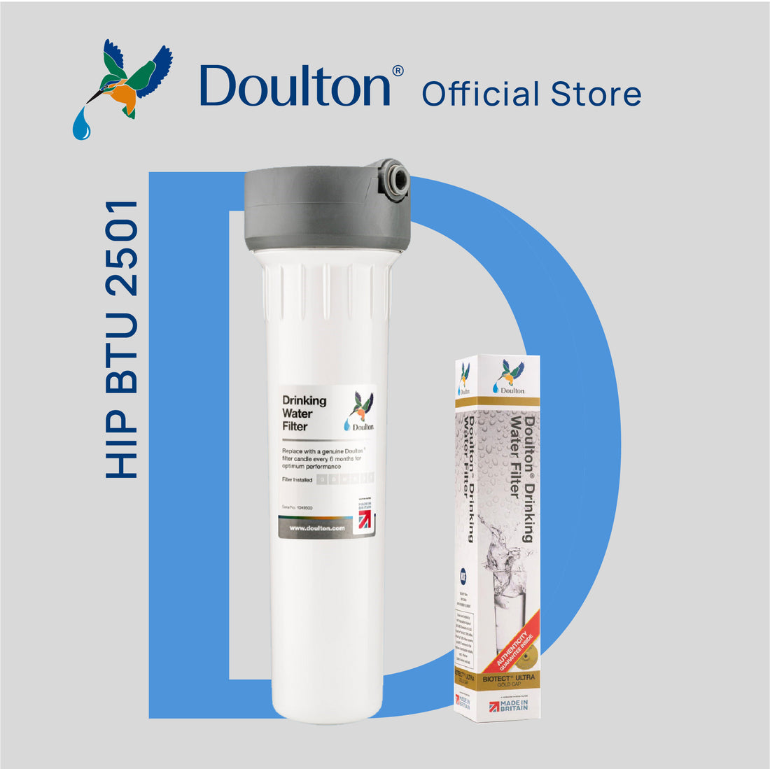 Doulton® 道尔顿 | HIP Undersink / Undercounter | Biotect Ultra (BTU) 2501 | Water Filter | NSF Certify