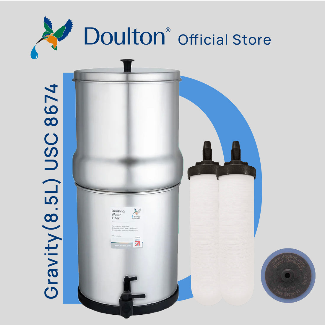 Doulton® Portable Stainless Steel Gravity USC (8674) Ultra Sterasyl Water Filter Purifier System