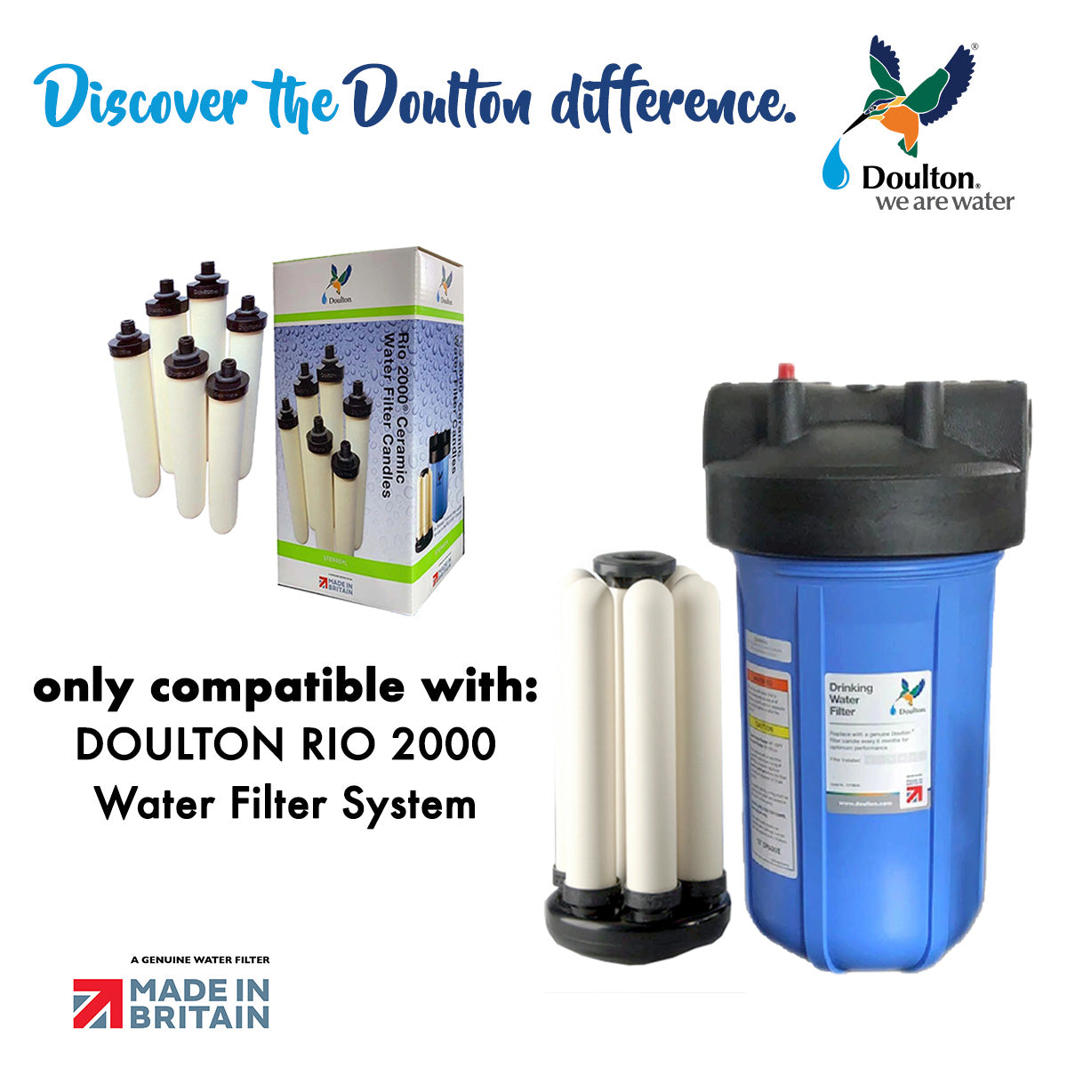 Doulton 6pcs Sterasyl Ceramic Water Filter Candles compatible with RIO 2000 High Flow Ceramic Water Filters System
