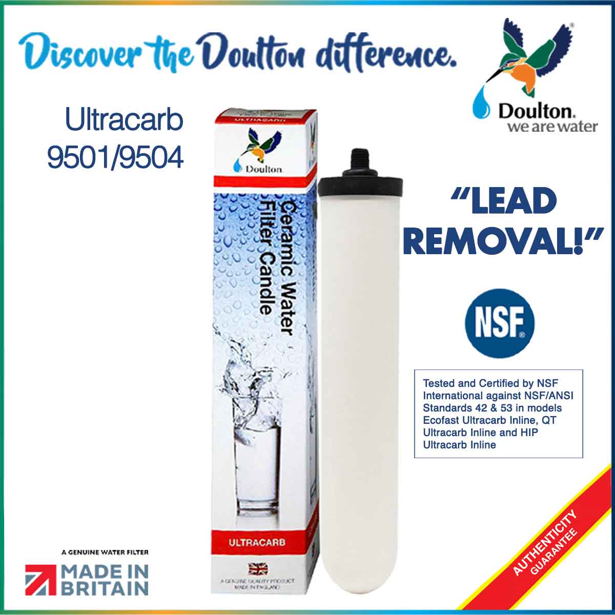 Doulton UCC 9501 / 9504 (NSF) Ceramic Water Filter Candle - Doulton Water Purifier, Sole Distributor (MY) - Britain Premium Brand Since 1826