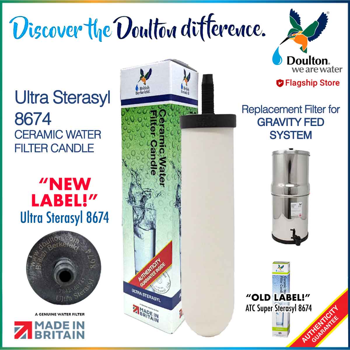 Doulton Ultra Sterasyl 8674 Ceramic Water Filter Candle (NEW LABEL) of ATC Super Sterasyl