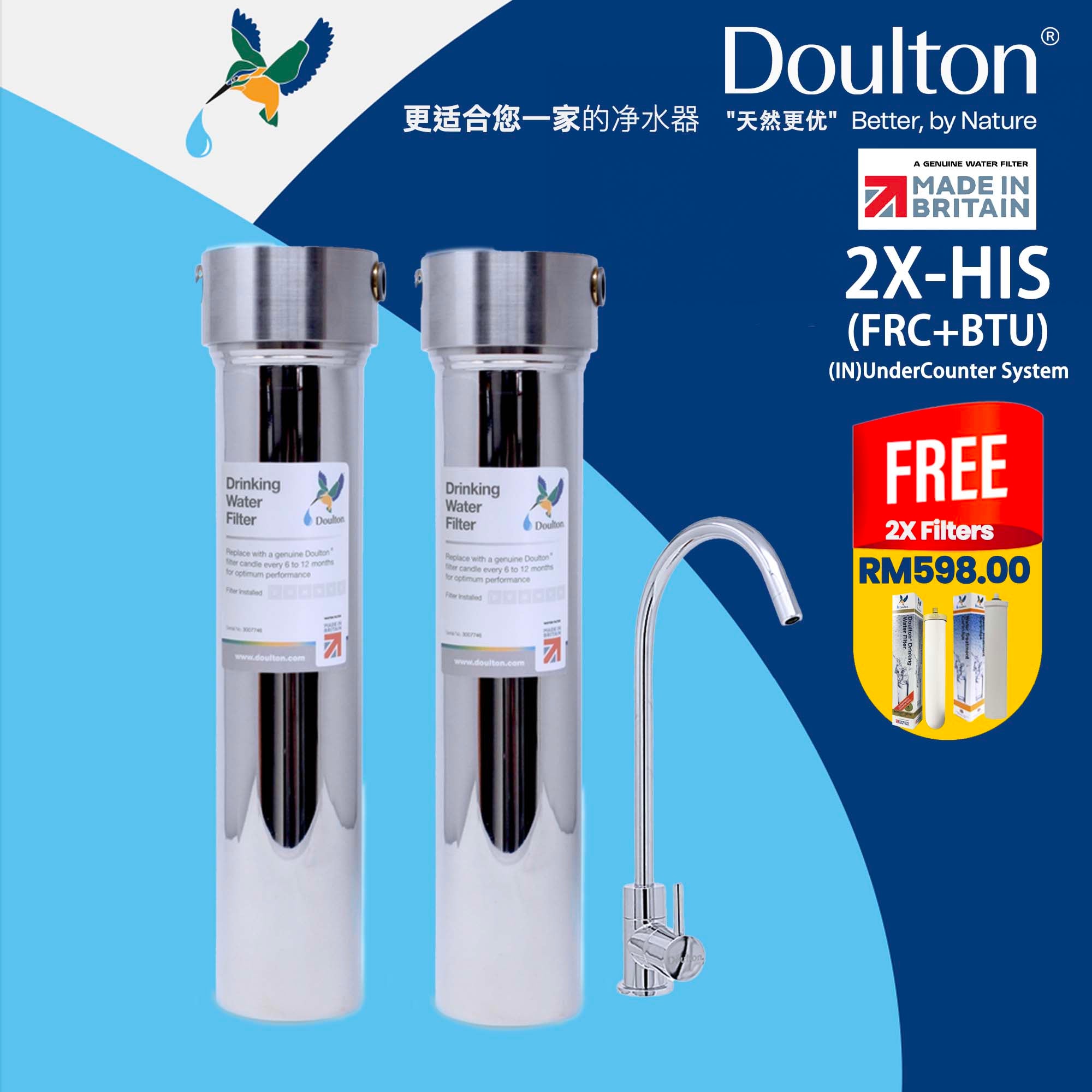Discover Unmatched Purity with the Doulton 2X HIS Combo: The Ultimate Stainless Steel Undercounter Water Purification System with Fluoride Treatment/PFas(forever chemical) and NSF-Certified Biotect Ultra Filtration! *FREE Installation!
