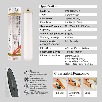 Doulton DCP2 KDF (9004) Heavy Metal Reduction +BTU (2501) Biotect Ultra Water Filter Purifier System
