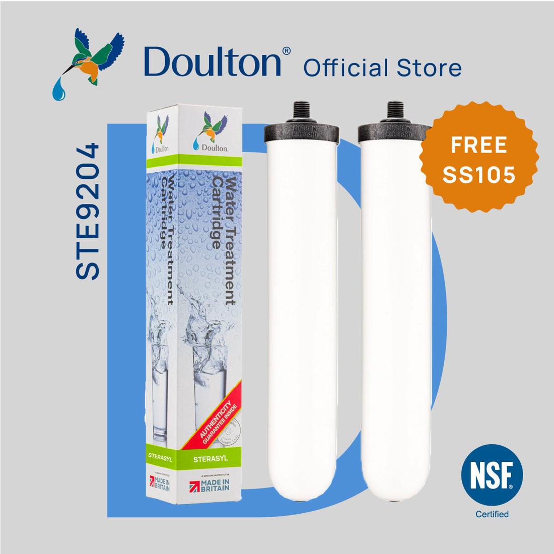 (2PC/4PC) Doulton® Sterasyl (STE 9204) Water Filter Cartridges - Anti Bacterial &amp; Removes Sediment &amp; Rust