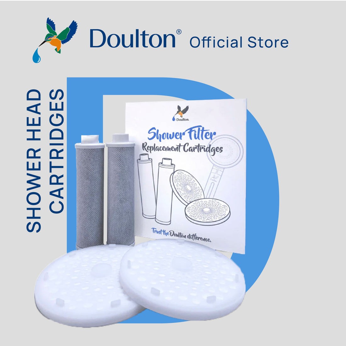 Doulton® Filtered Water Shower Head REFILL – Dual Filter, Chlorine & Sediment Reduction