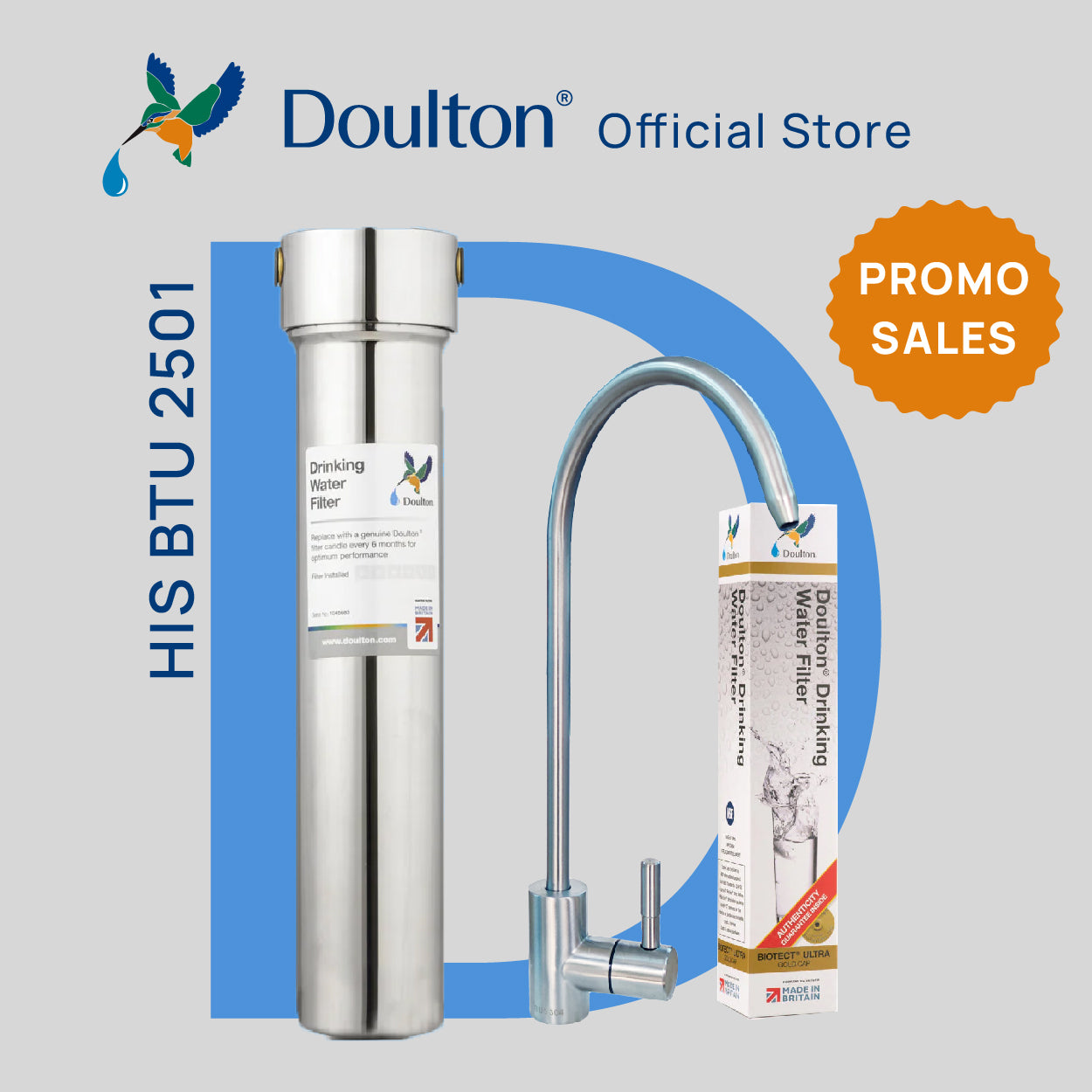 [Free Installation]Doulton® HIS BTU (2501) Biotect Ultra Water Filter Purifier System with Deluxe Faucet