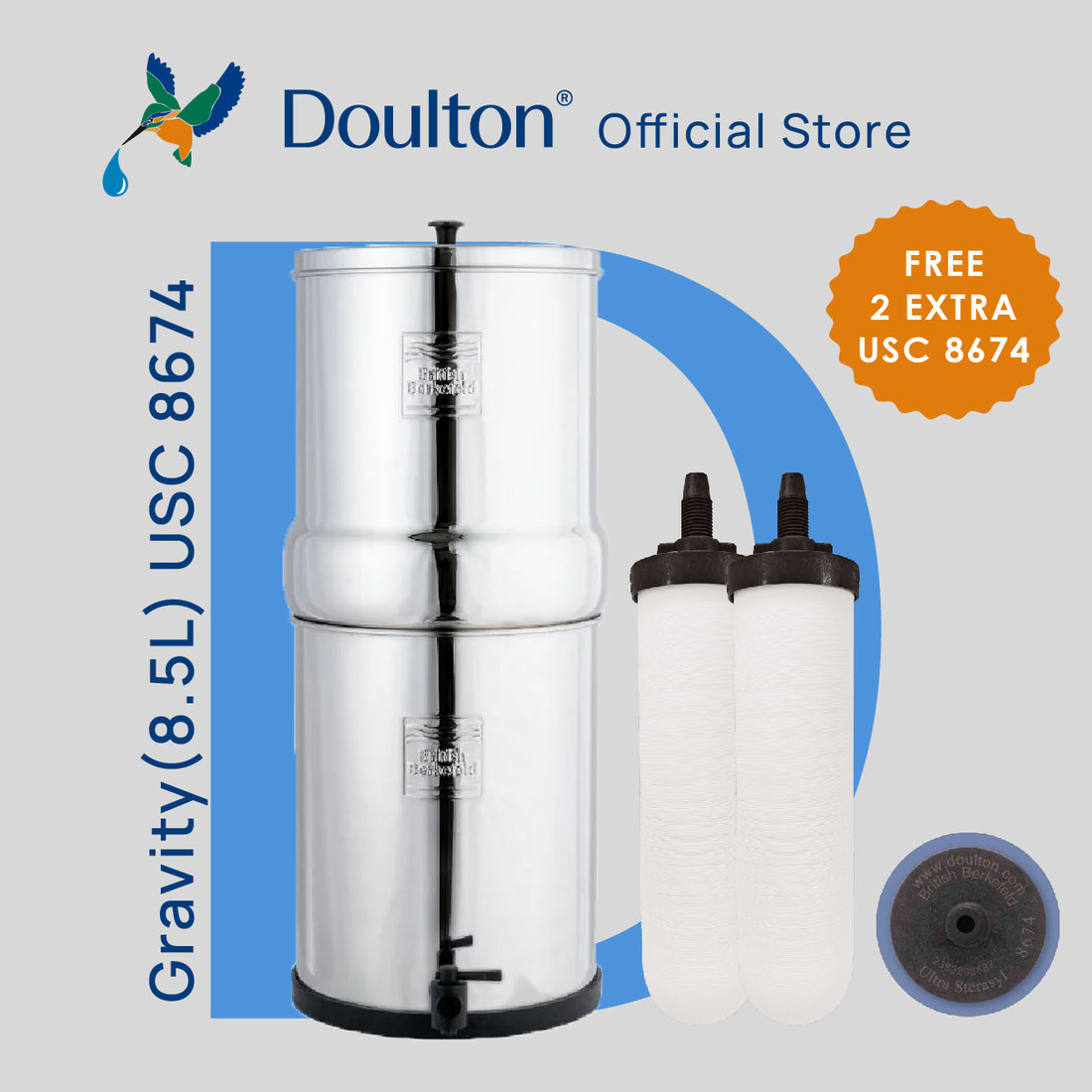 Doulton® Portable Stainless Steel Gravity USC (8674) Ultra Sterasyl Water Filter Purifier System