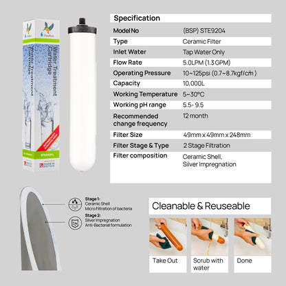 (2PC/4PC) Doulton® Sterasyl (STE 9204) Water Filter Cartridges - Anti Bacterial &amp; Removes Sediment &amp; Rust