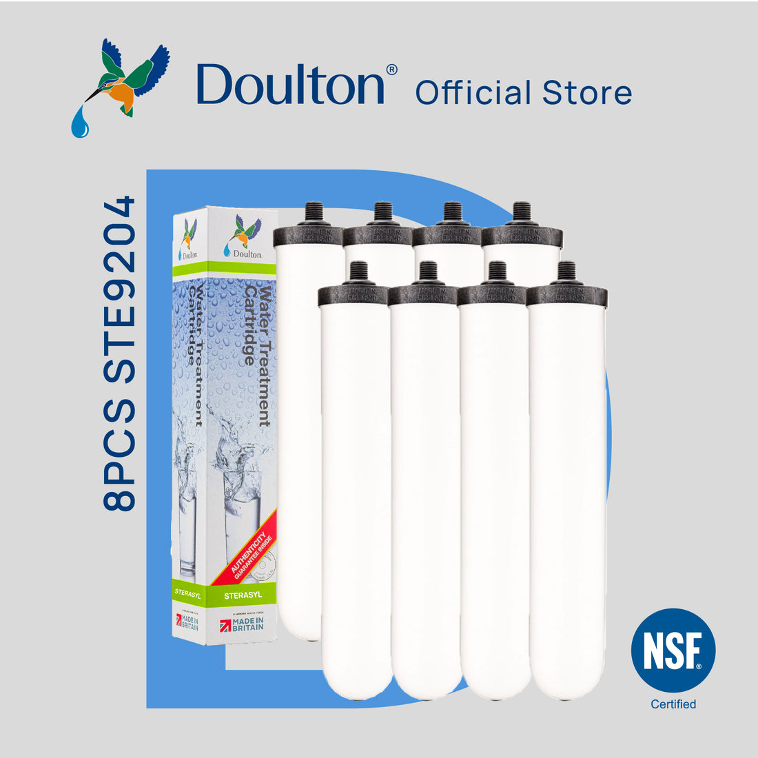 (4PC/8PC) Doulton® Sterasyl (STE 9204) Water Filter Cartridges - Anti Bacterial &amp; Removes Sediment &amp; Rust
