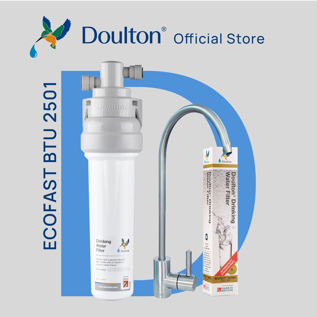 [Free Installation] Doulton® QT Ecofast BTU (2501) Biotect Ultra Water Filter Purifier System with Deluxe Faucet