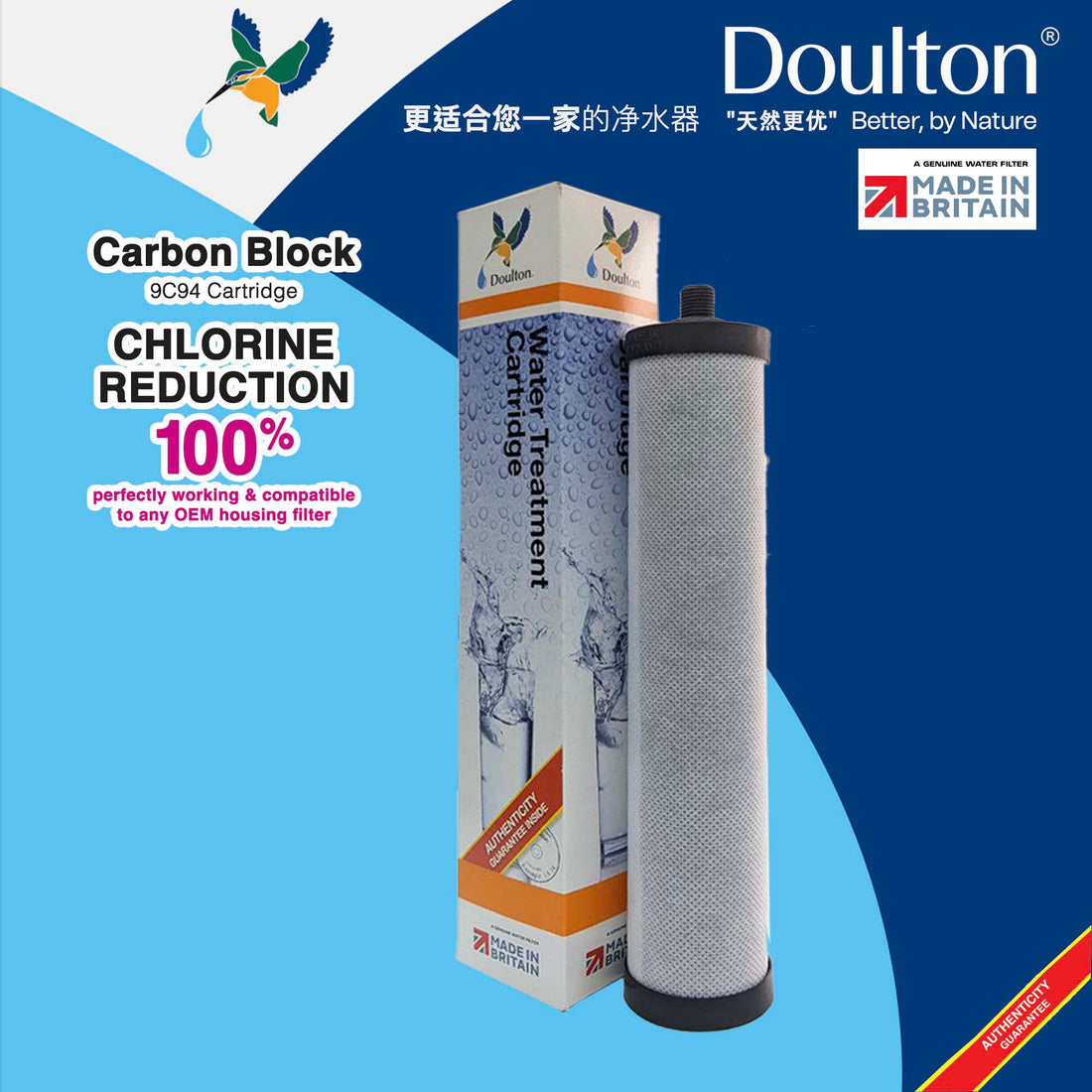 Doulton Carbon Block 9C94 Chlorine Reduction Water Treatment Cartridge