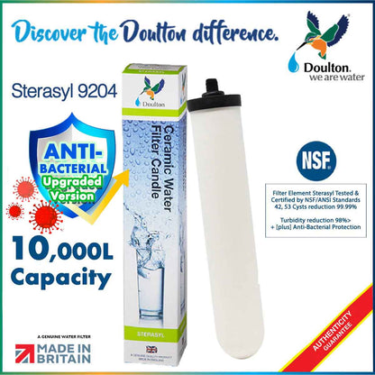 Doulton Sterasyl 9204 (NSF) Ceramic Water Filter Candle / with SS101 Push Fit Housing