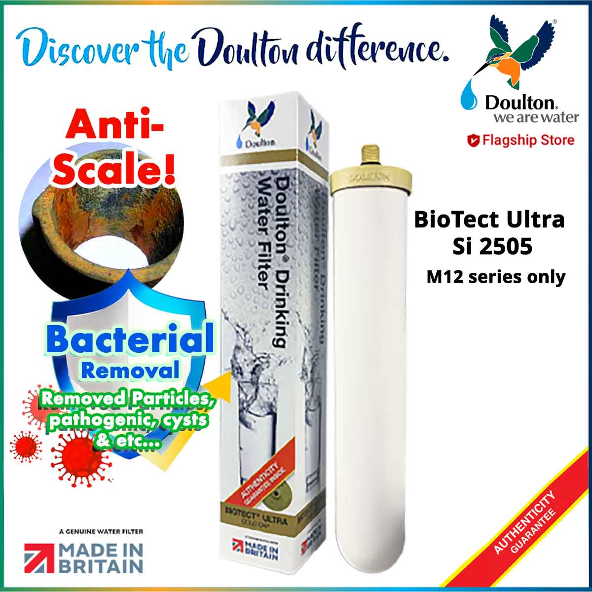 Doulton BioTect Ultra 2505 SI Ceramic Water Filter Candle