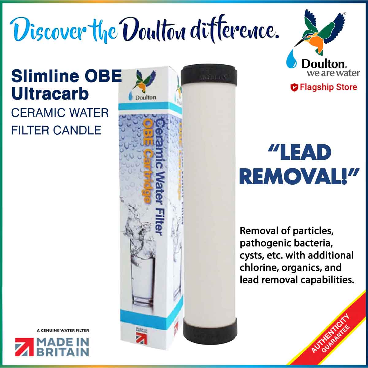 Doulton Slimline OBE UCC Ceramic Water Filter Candle (LEAD REMOVAL)