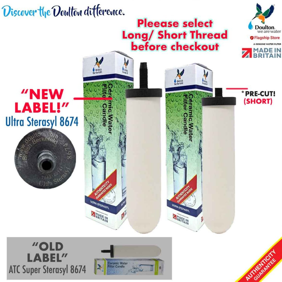 Doulton Ultra Sterasyl 8674 Ceramic Water Filter Candle (NEW LABEL) of ATC Super Sterasyl