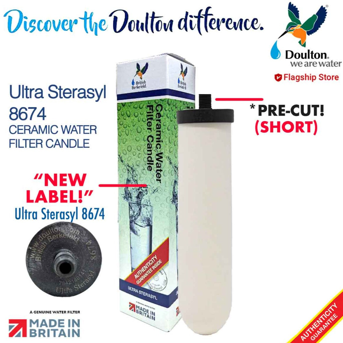 Doulton Ultra Sterasyl 8674 Ceramic Water Filter Candle (NEW LABEL) of ATC Super Sterasyl