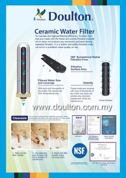 Doulton BioTecT Ultra 2501 / 2504 Ceramic Water Filter Candle for M12 series system only - Doulton Water Purifier, Sole Distributor (MY) - Britain Premium Brand Since 1826