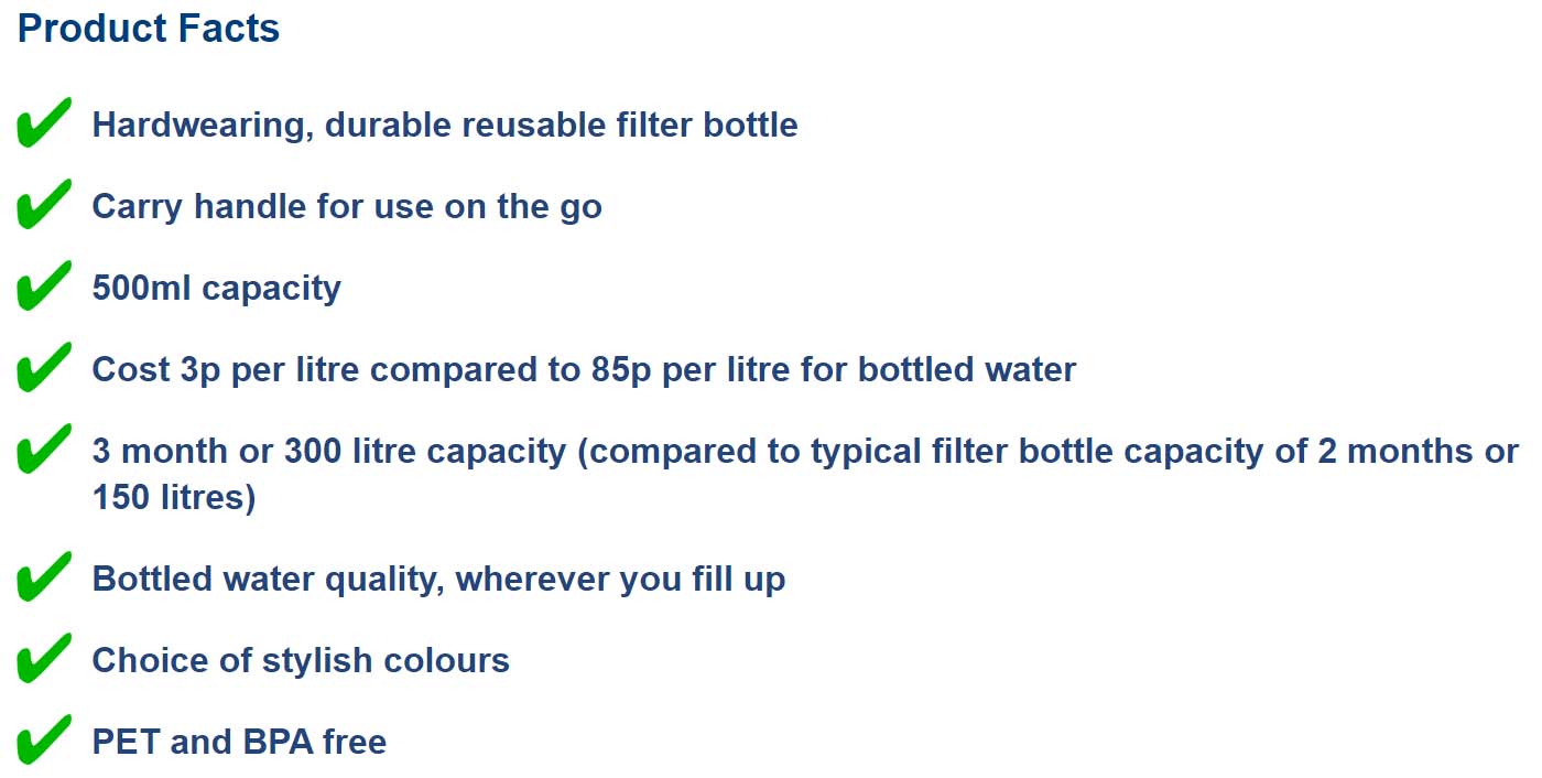 Doulton TASTE Filtered Bottle (2 colour options) - Doulton Water Purifier, Sole Distributor (MY) - Britain Premium Brand Since 1826