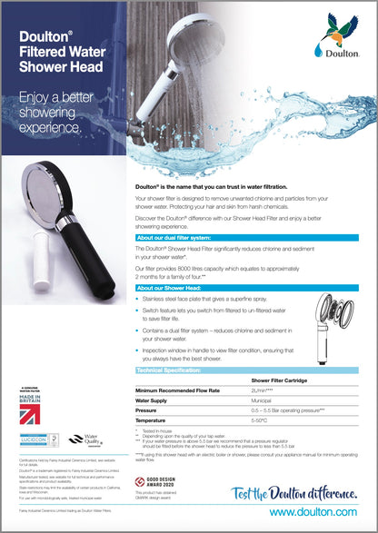 Showerhead Filter - Doulton Water Purifier, Sole Distributor (MY) - Britain Premium Brand Since 1826